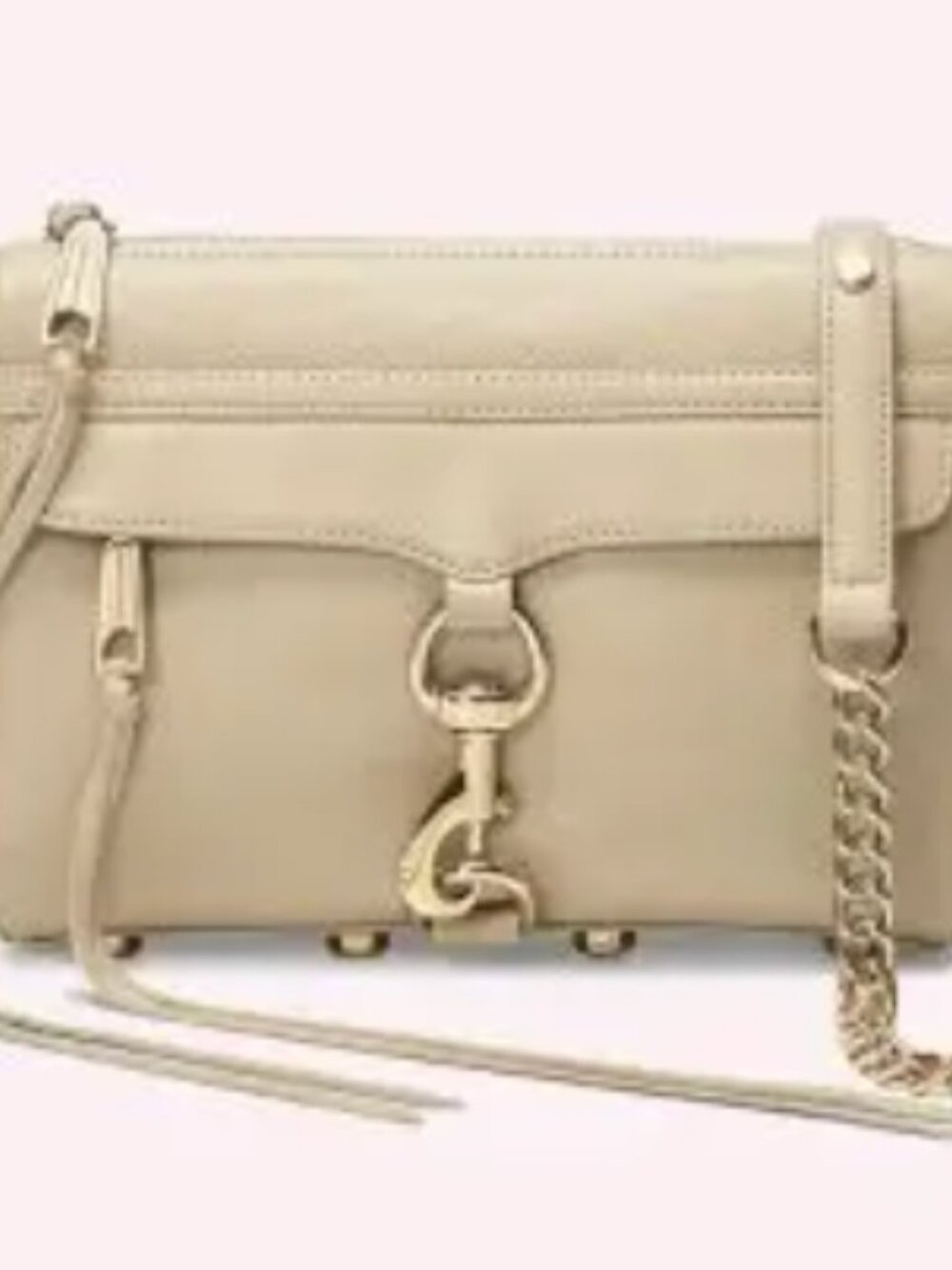 Rebecca Minkoff Beige Leather Crossbody with Gold Chain Mini M.A.C